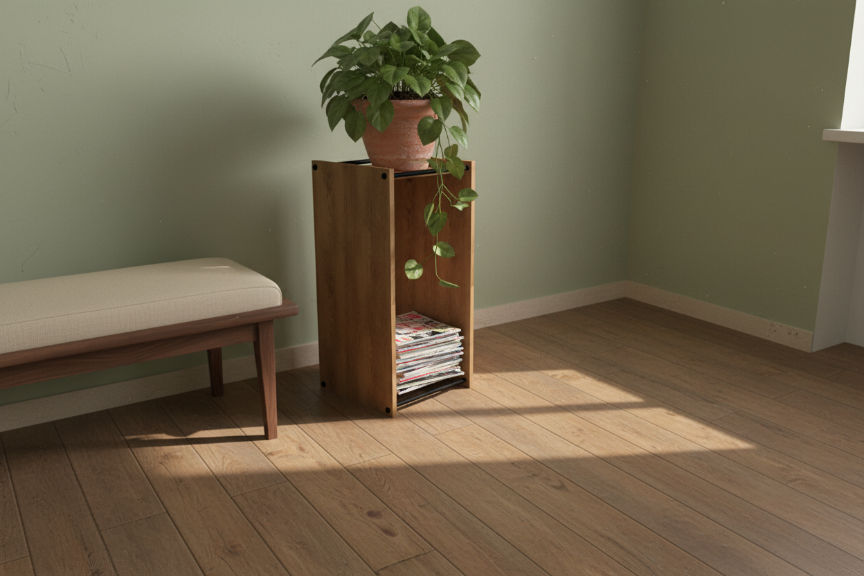 Solid oak storage box — KUUDU modular shelving system for living room and bedroom