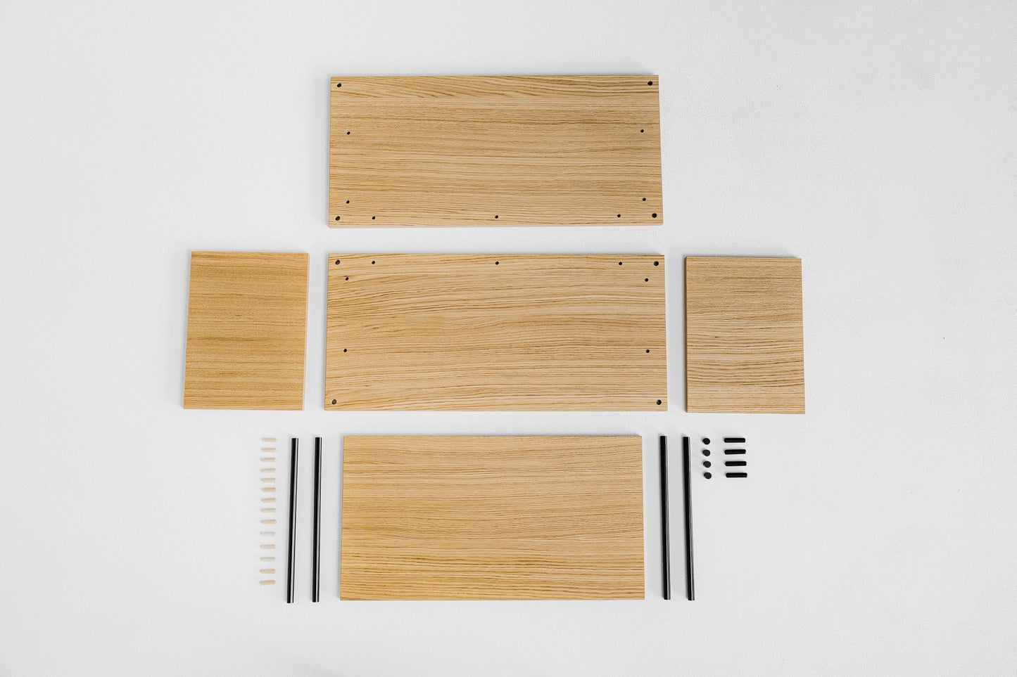 Minimalist Single-Section Media Console & Lowboard - KUUDU Modular Shelving System - Oak