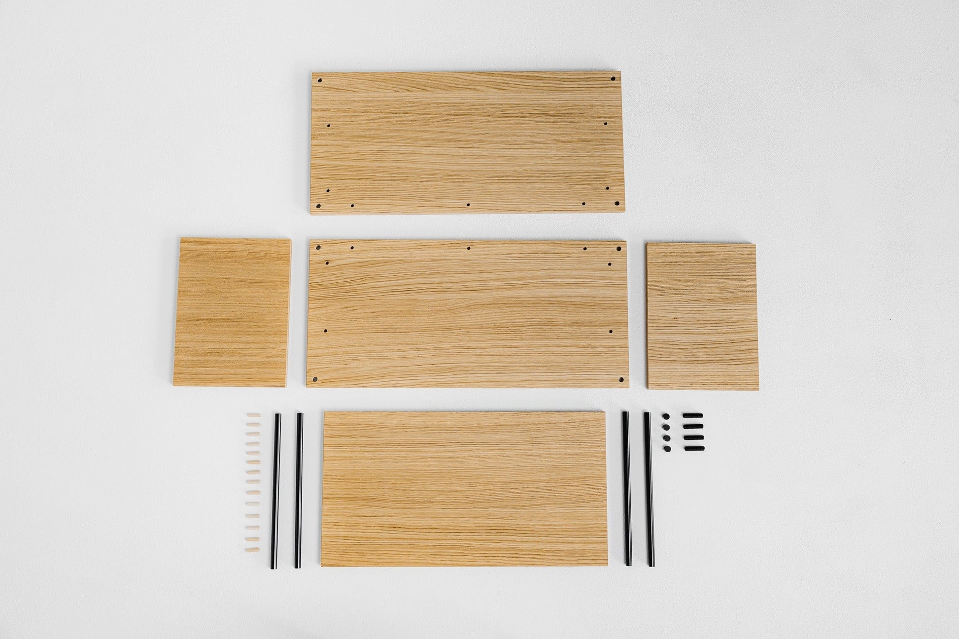 Minimalist Single-Section Media Console & Lowboard - KUUDU Modular Shelving System - Oak