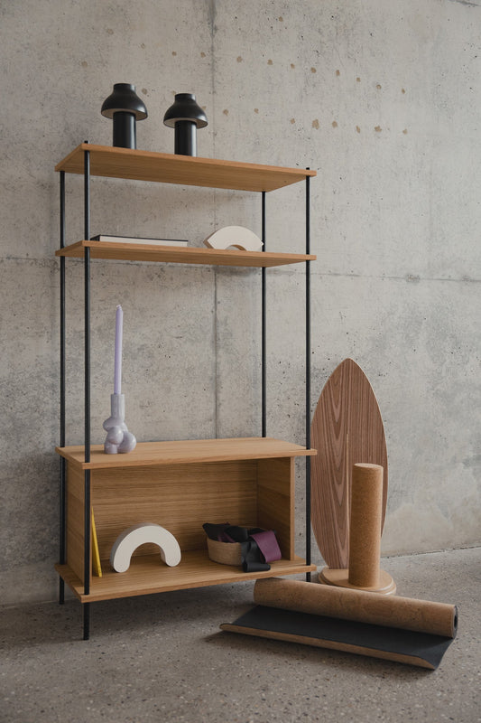 Mid-Height Versatile Storage Sideboard - KUUDU Modular Shelving System - Oak