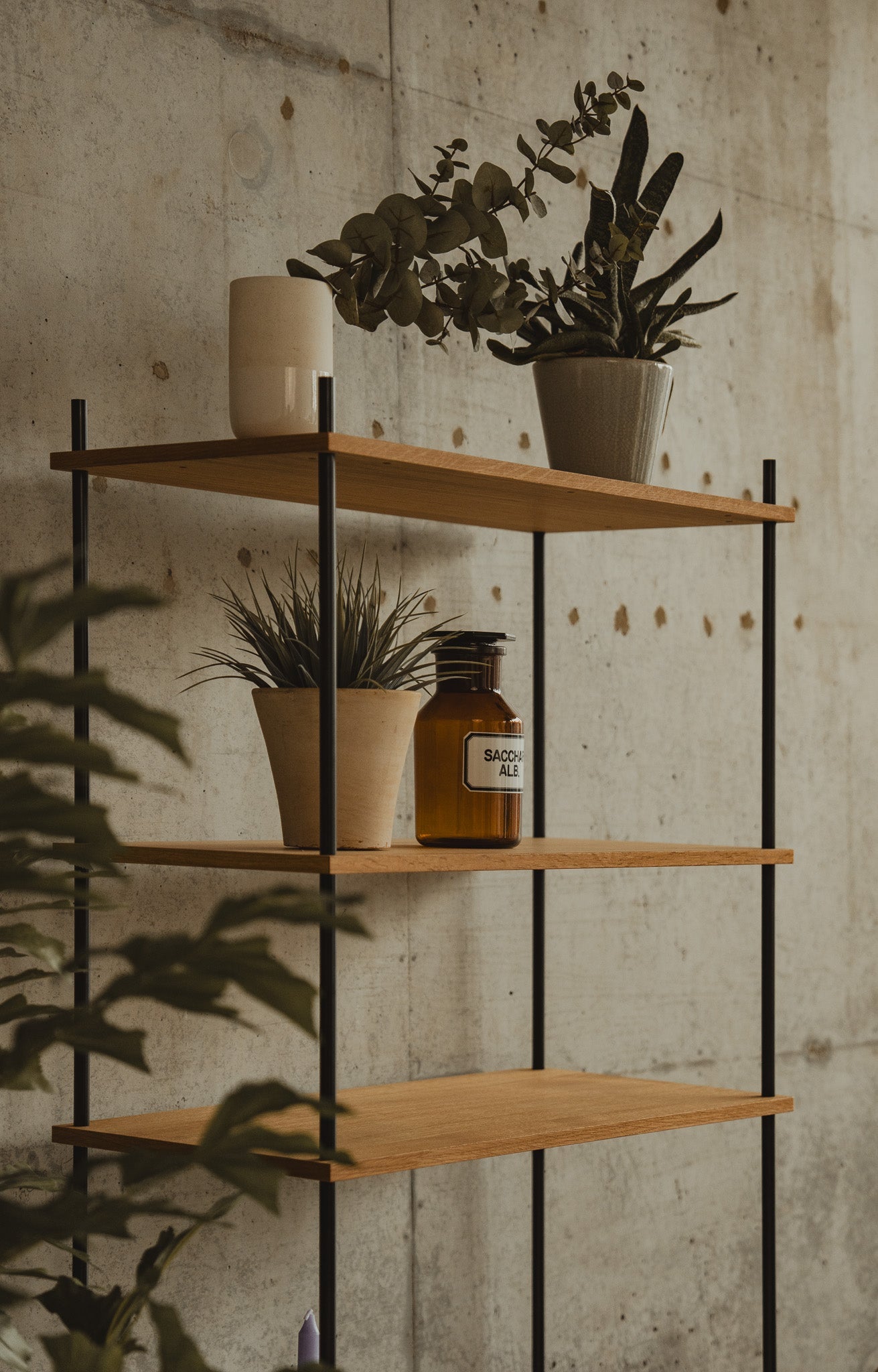 Modern Indoor Plant Shelf & Flower Stand - KUUDU Modular Furniture System - Oak