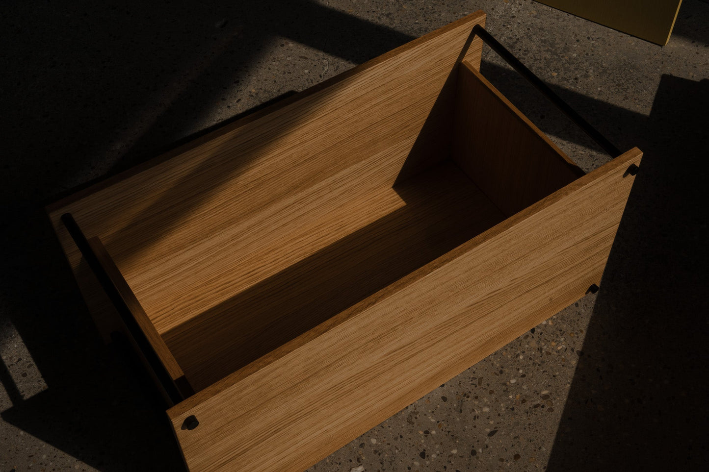 Solid oak storage box — KUUDU modular shelving system for living room and bedroom