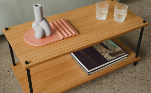 Modern Coffee Table with Storage - KUUDU Modular Furniture System - Oak