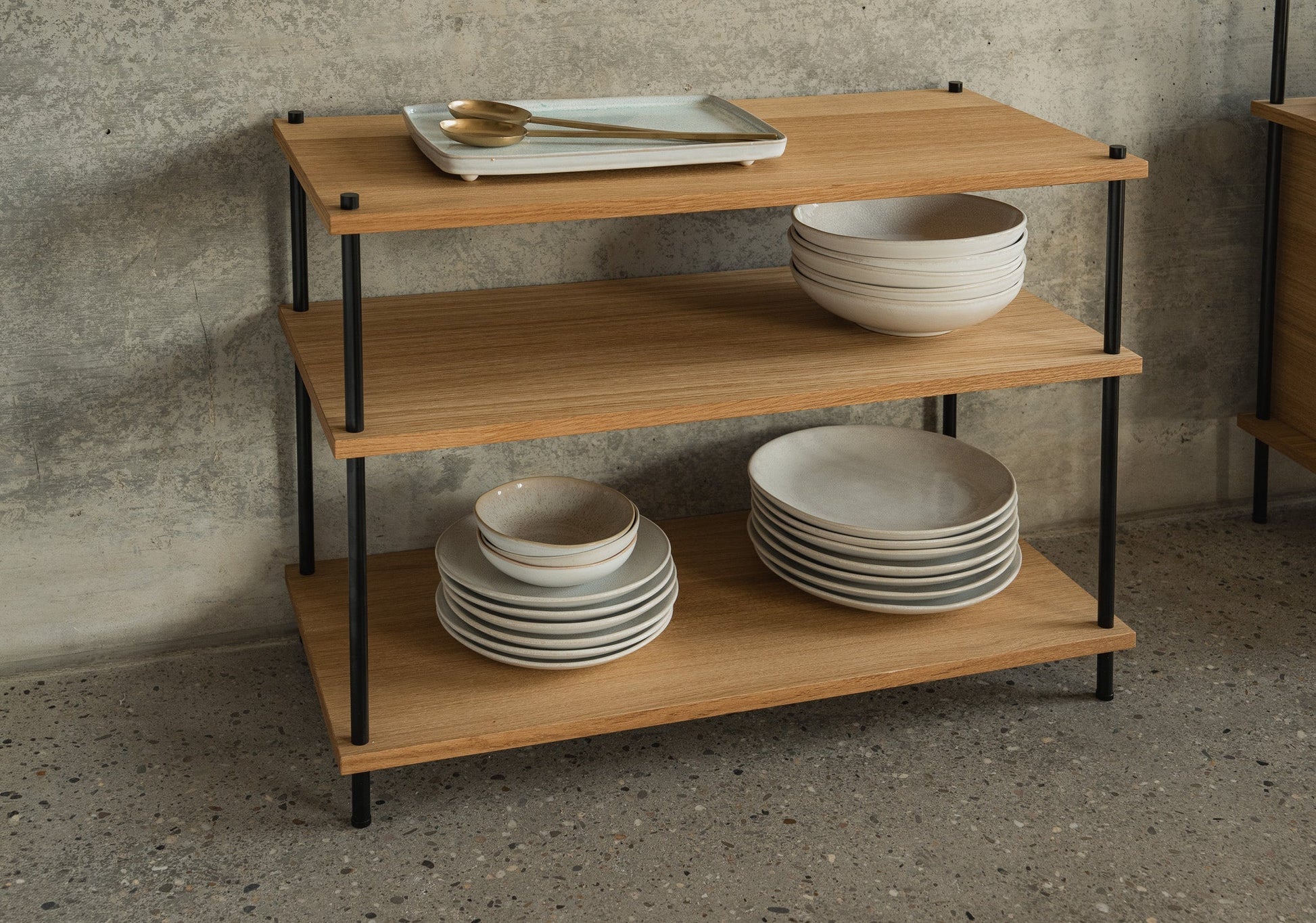 Compact Entryway Sideboard & Storage Unit - KUUDU Modular Shelving System - Oak
