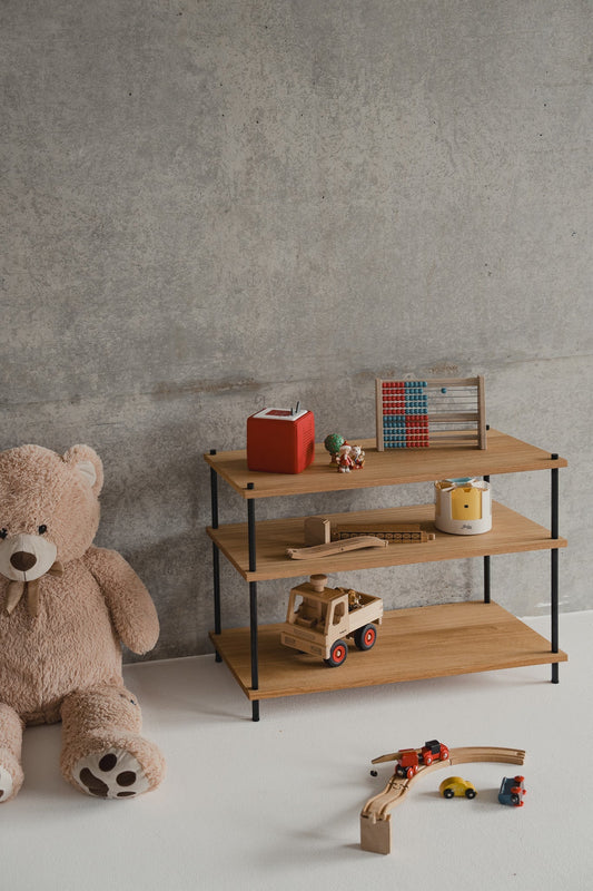 Compact Entryway Sideboard & Storage Unit - KUUDU Modular Shelving System - Oak
