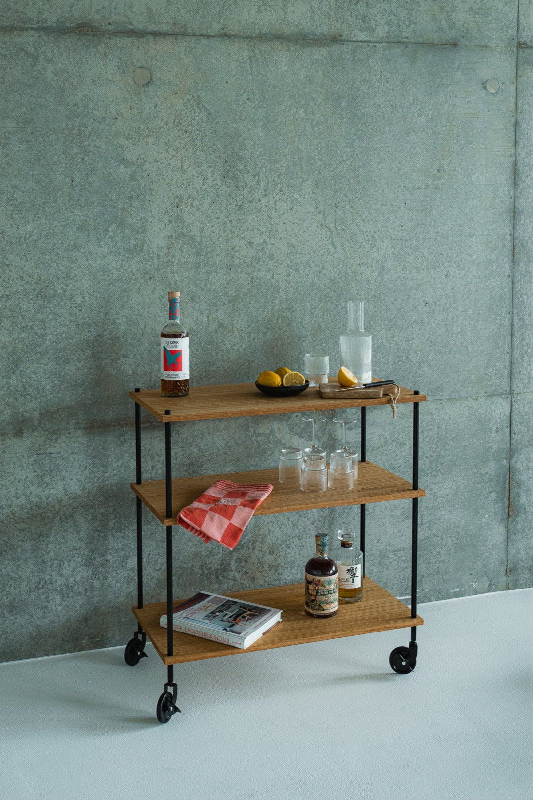 Mobile Serving Trolley & Bar Cart - KUUDU Modular Furniture System - Oak