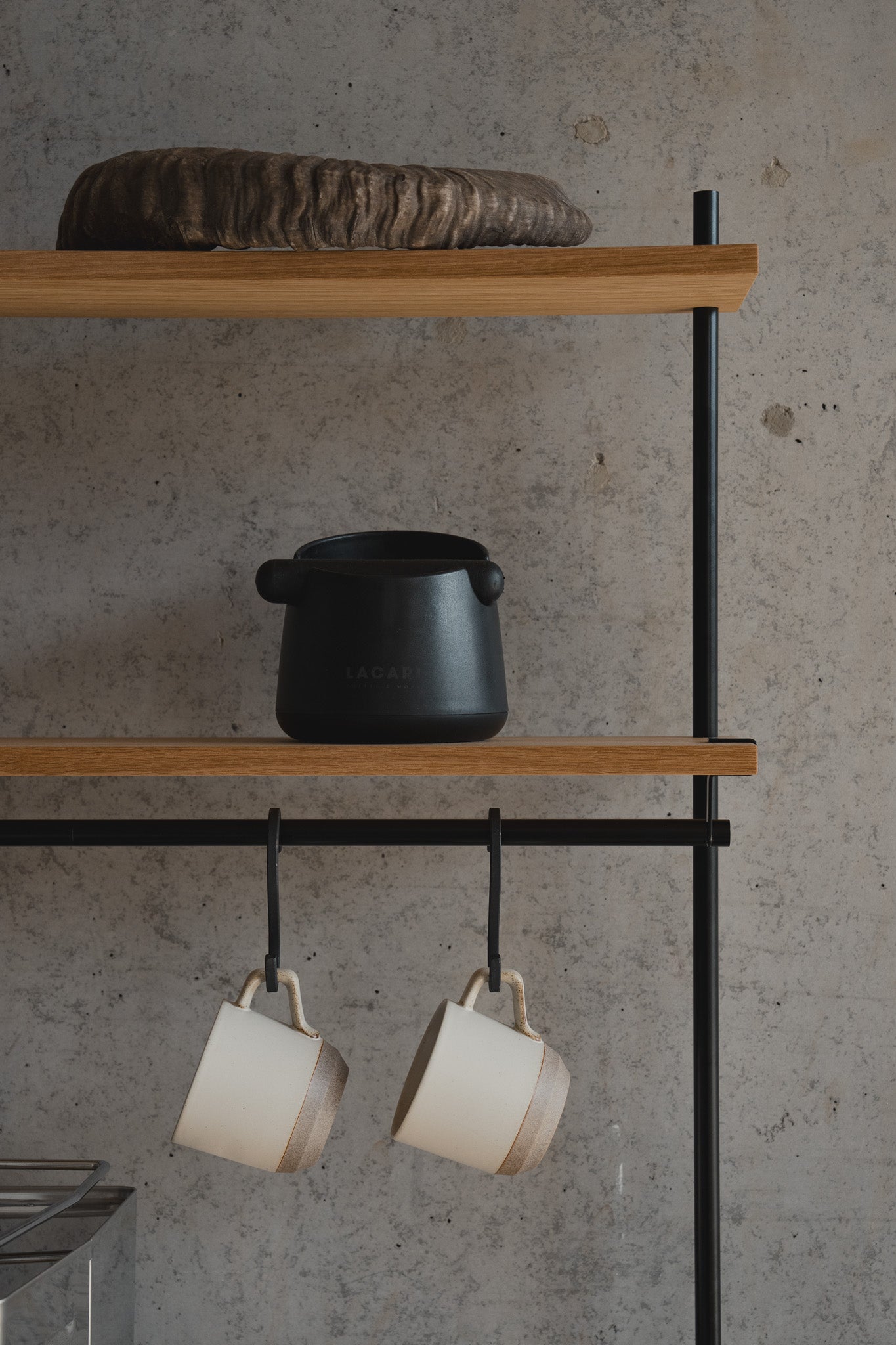 Tall Coffee Bar Station & Kitchen Storage Shelf - KUUDU Modular Shelving System - Oak