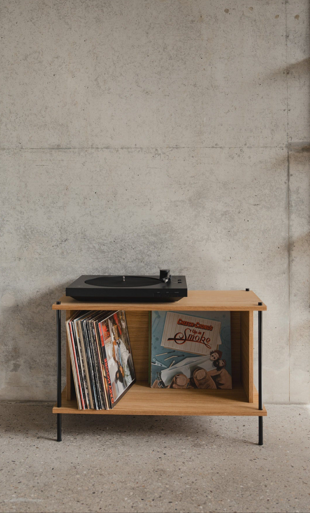 Minimalist Single-Section Media Console & Lowboard - KUUDU Modular Shelving System - Oak