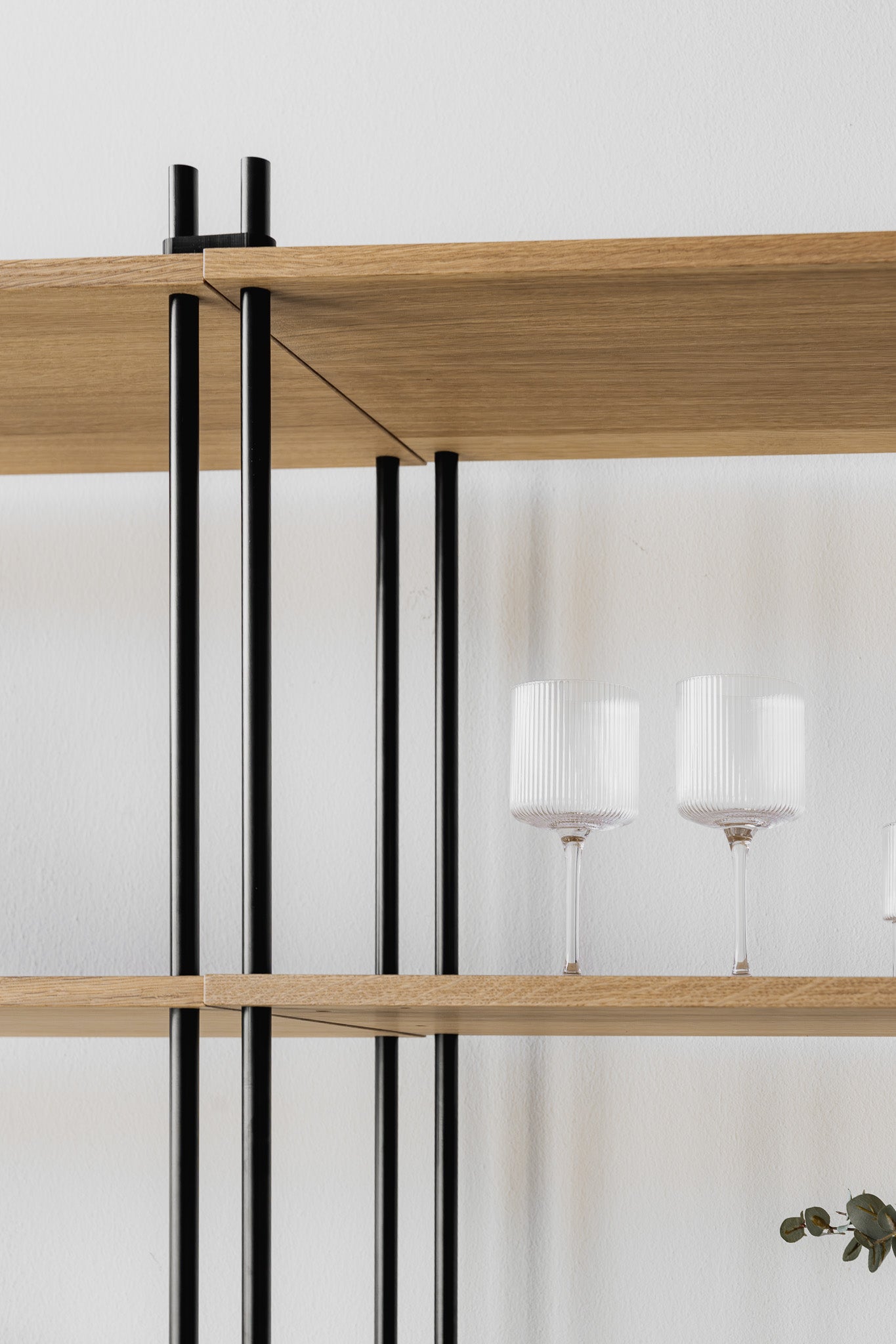 Large Double-Width Standing Library Bookshelf - KUUDU Modular Shelving System - Oak