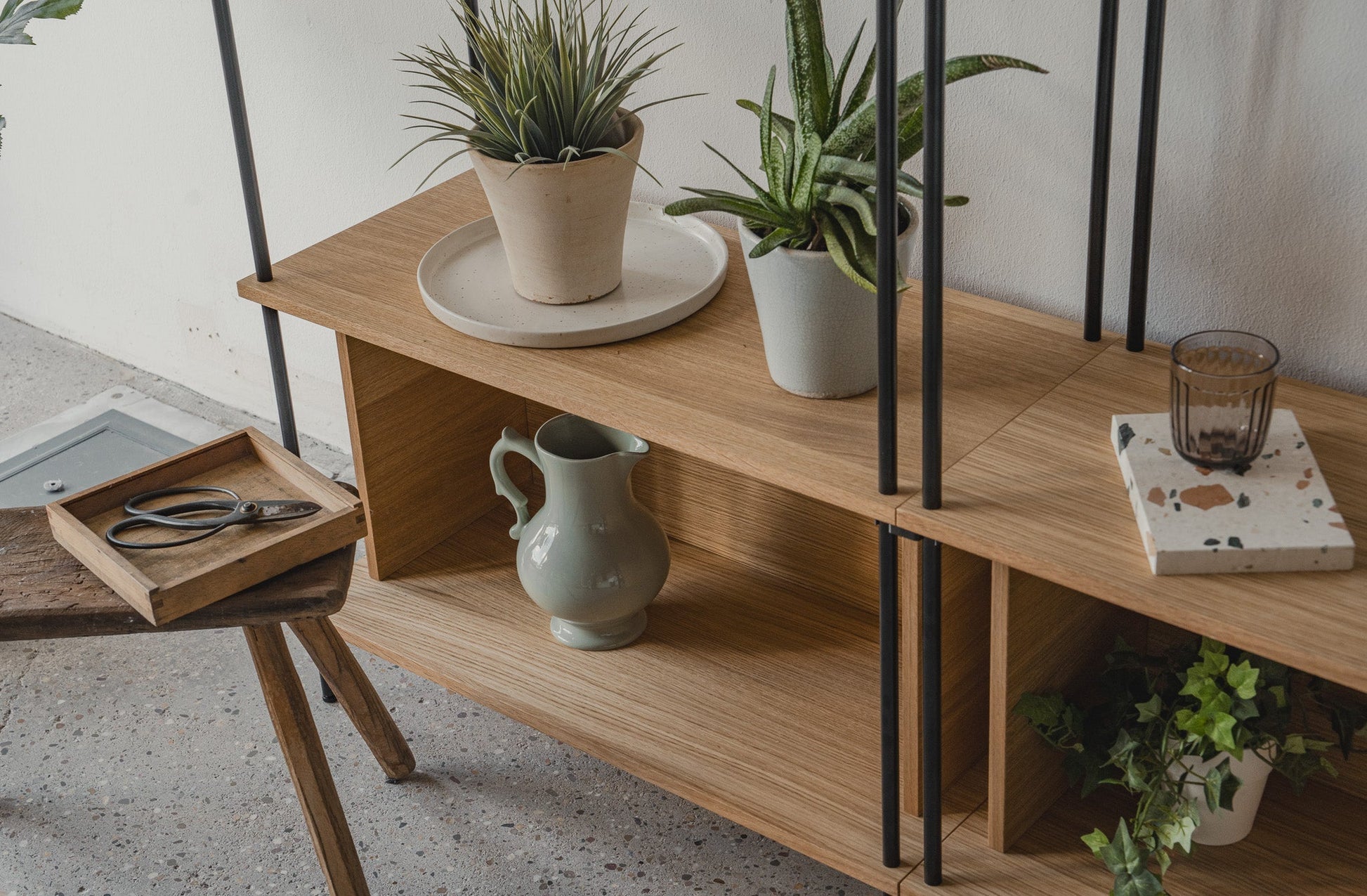 Modern Living Room Sideboard with Modular Sections - KUUDU Modular Shelving System - Oak