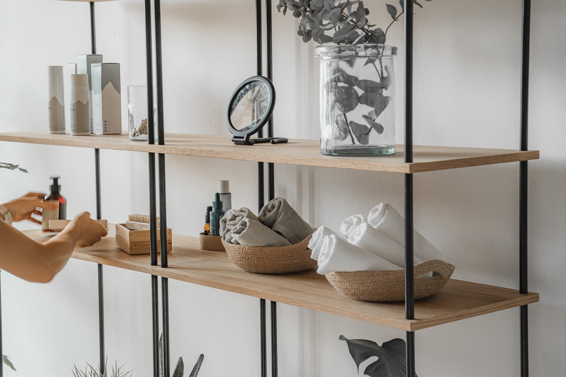 Large Double-Width Standing Library Bookshelf - KUUDU Modular Shelving System - Oak
