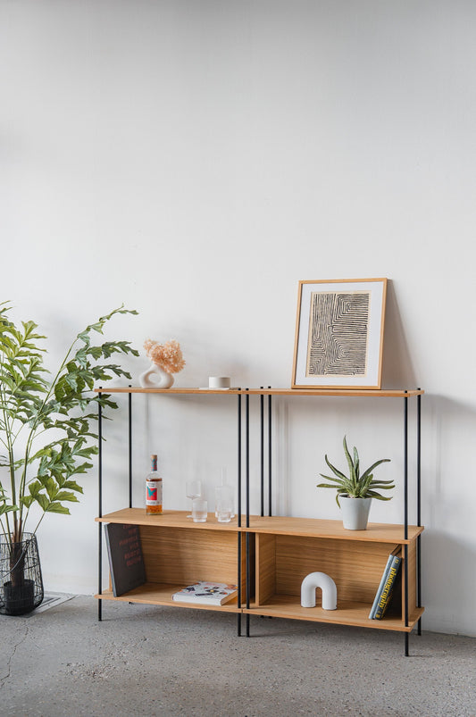 Modern Living Room Sideboard with Modular Sections - KUUDU Modular Shelving System - Oak
