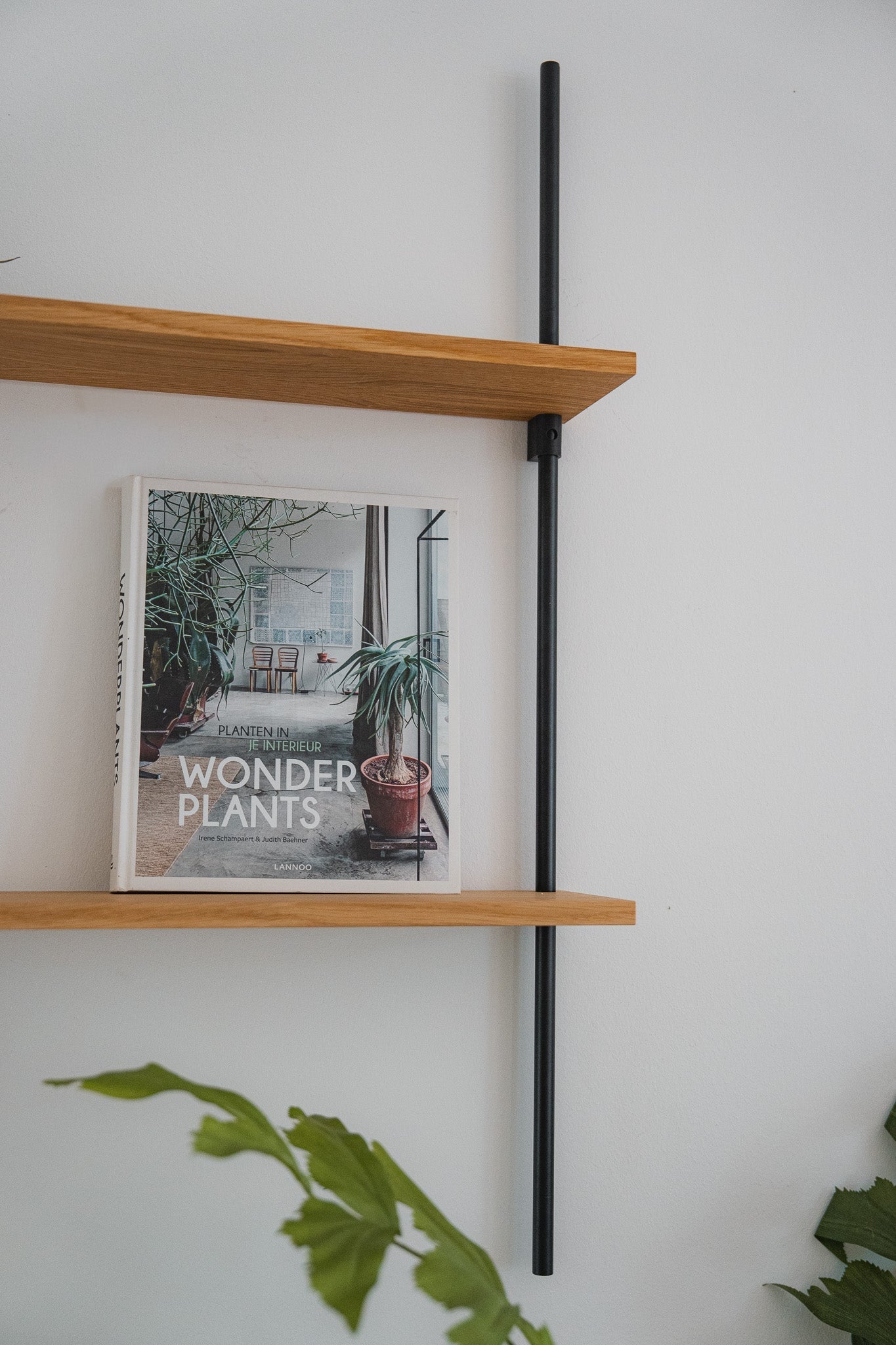 Compact oak wall shelf — KUUDU modular shelving system for bathroom, bedroom and office