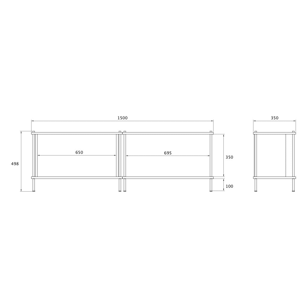 Double-Width Media Lowboard & TV Unit - KUUDU Modular Shelving System - Oak