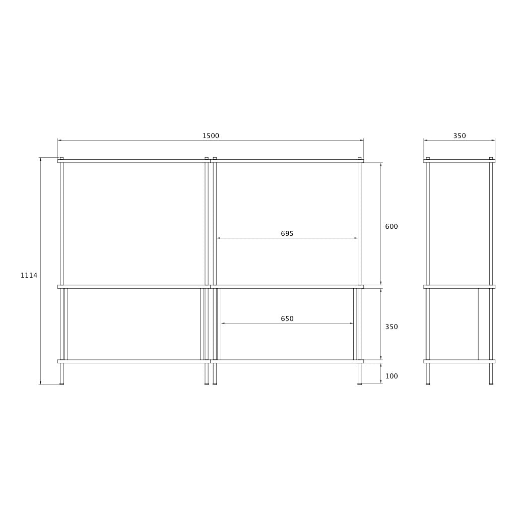 Modern Living Room Sideboard with Modular Sections - KUUDU Modular Shelving System - Oak