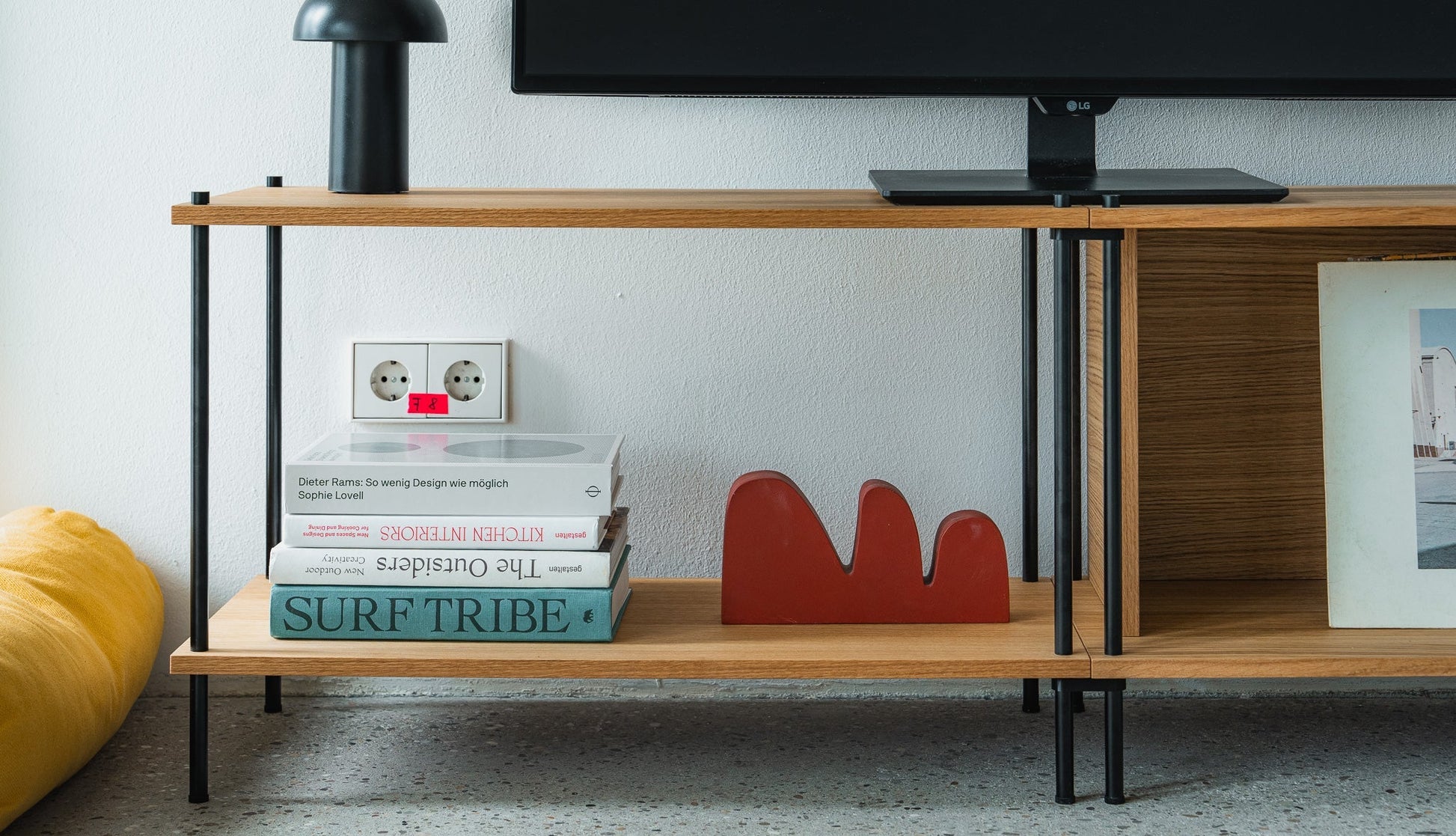 Double-Width Media Lowboard & TV Unit - KUUDU Modular Shelving System - Oak