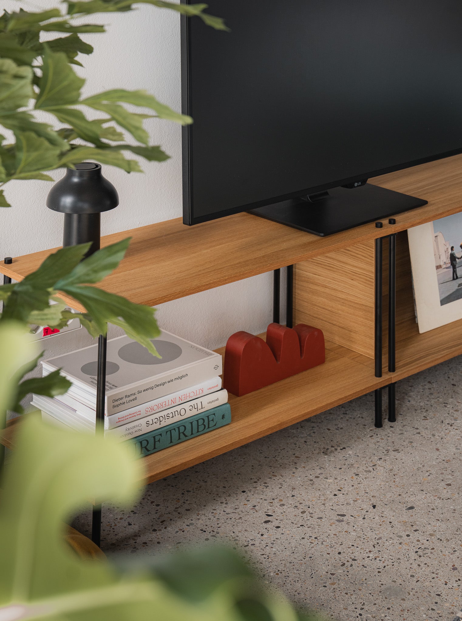 Double-Width Media Lowboard & TV Unit - KUUDU Modular Shelving System - Oak