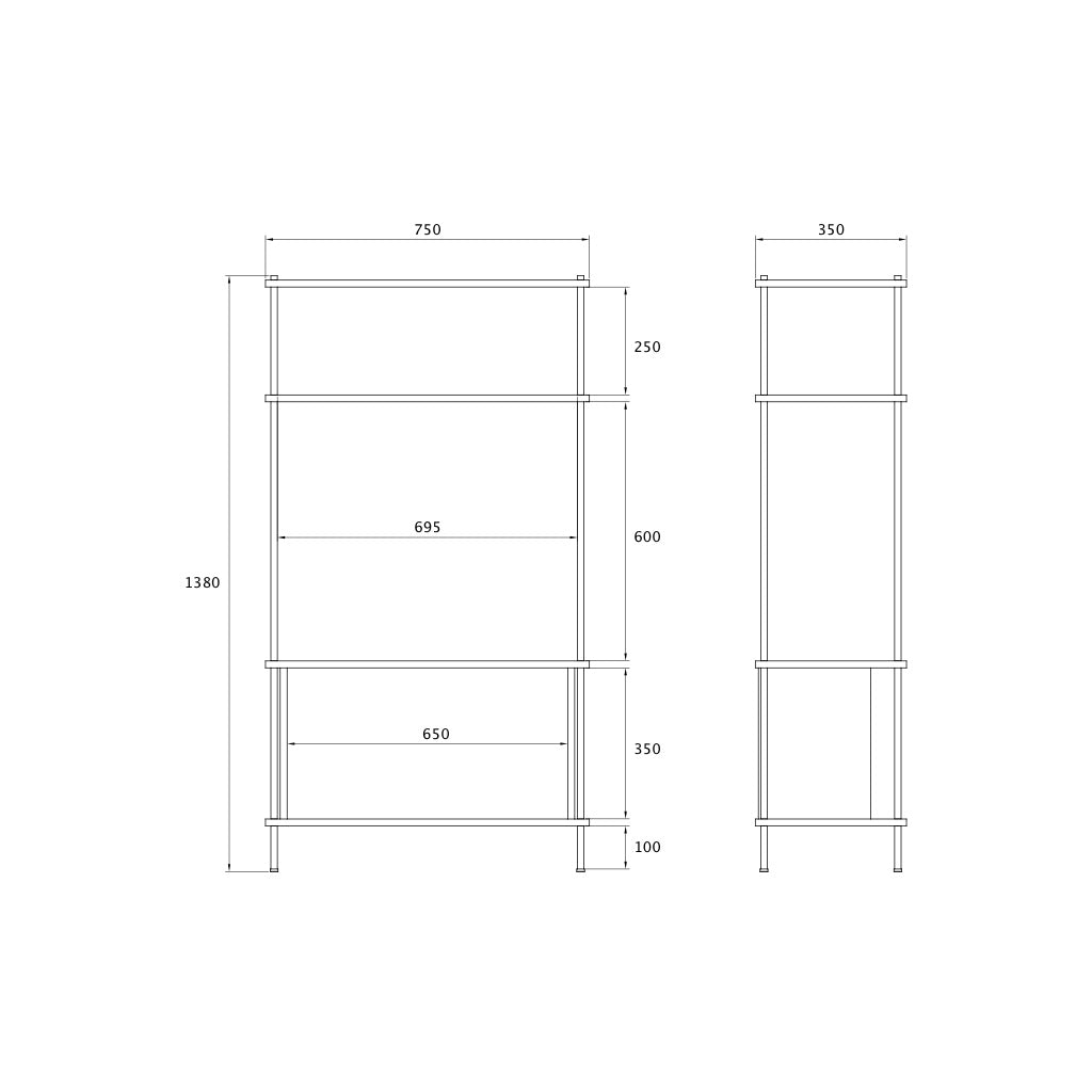 Mid-Height Versatile Storage Sideboard - KUUDU Modular Shelving System - Oak
