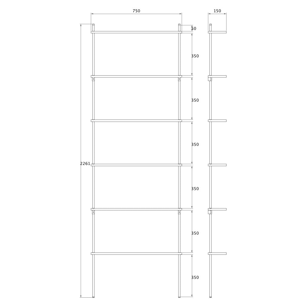 Tall single-section oak wall shelf — KUUDU modular shelving system for living room and hallway