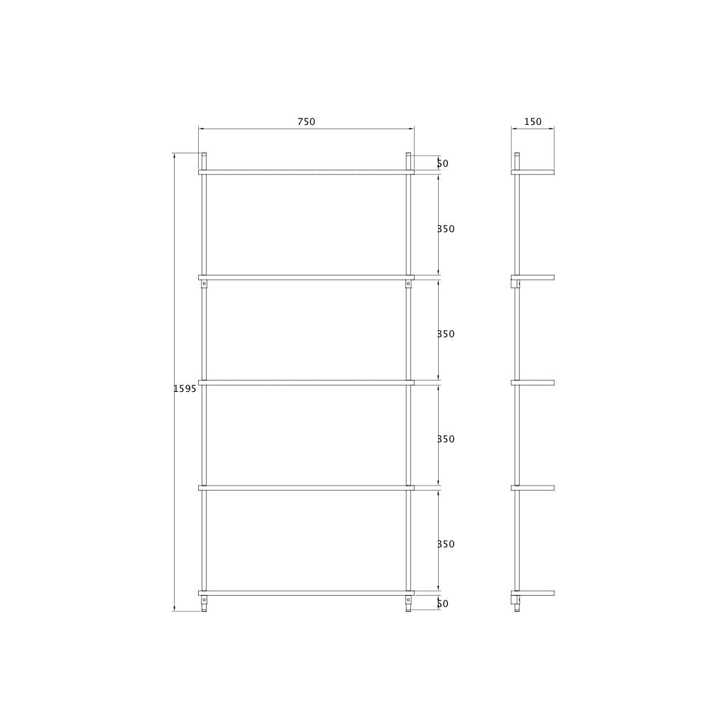 Danish-design oak wall shelf — KUUDU modular shelving for living room, bedroom and entryway