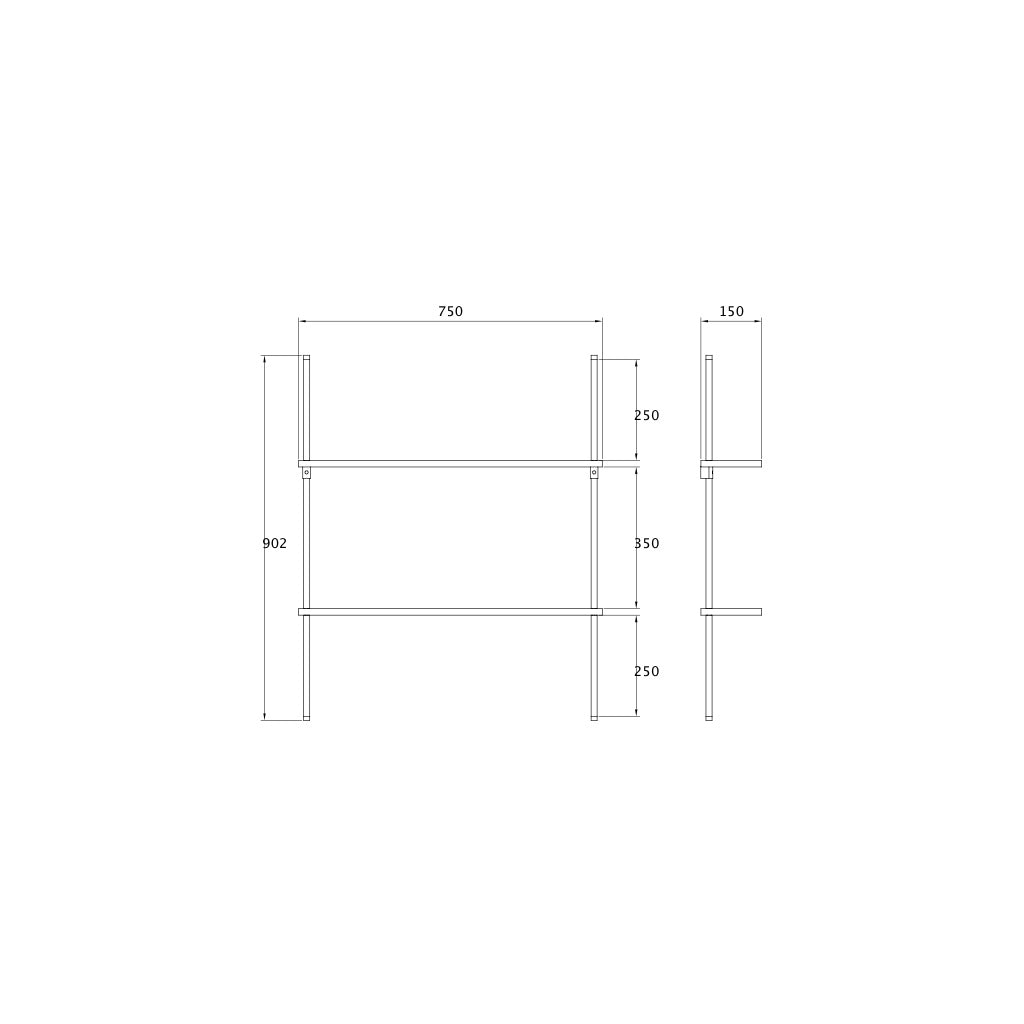 Compact oak wall shelf — KUUDU modular shelving system for bathroom, bedroom and office