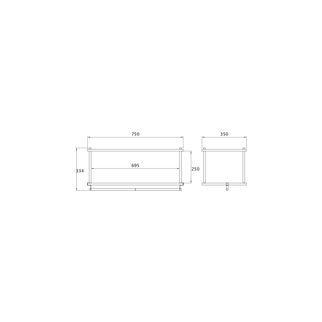 Floating Hanging Wardrobe Rail with Top Shelf - KUUDU Modular Shelving System - Oak