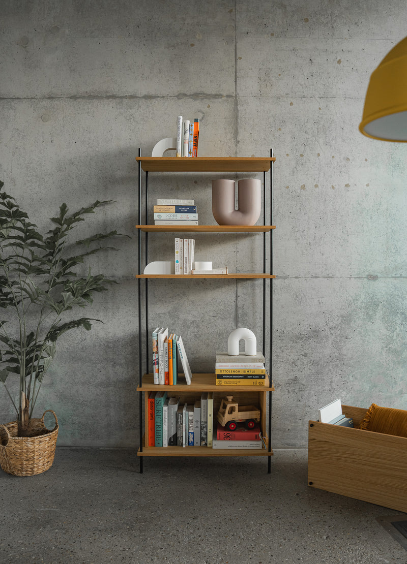 KUUDU Bücherregal aus Eiche, 1 Sektion × 5 Level