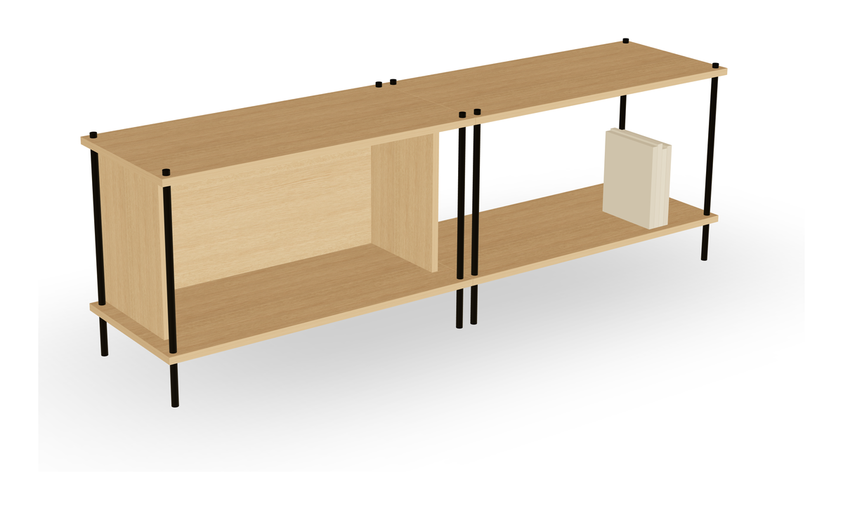 KUUDU Oak TV Lowboard 41 cm - Wide Double Section