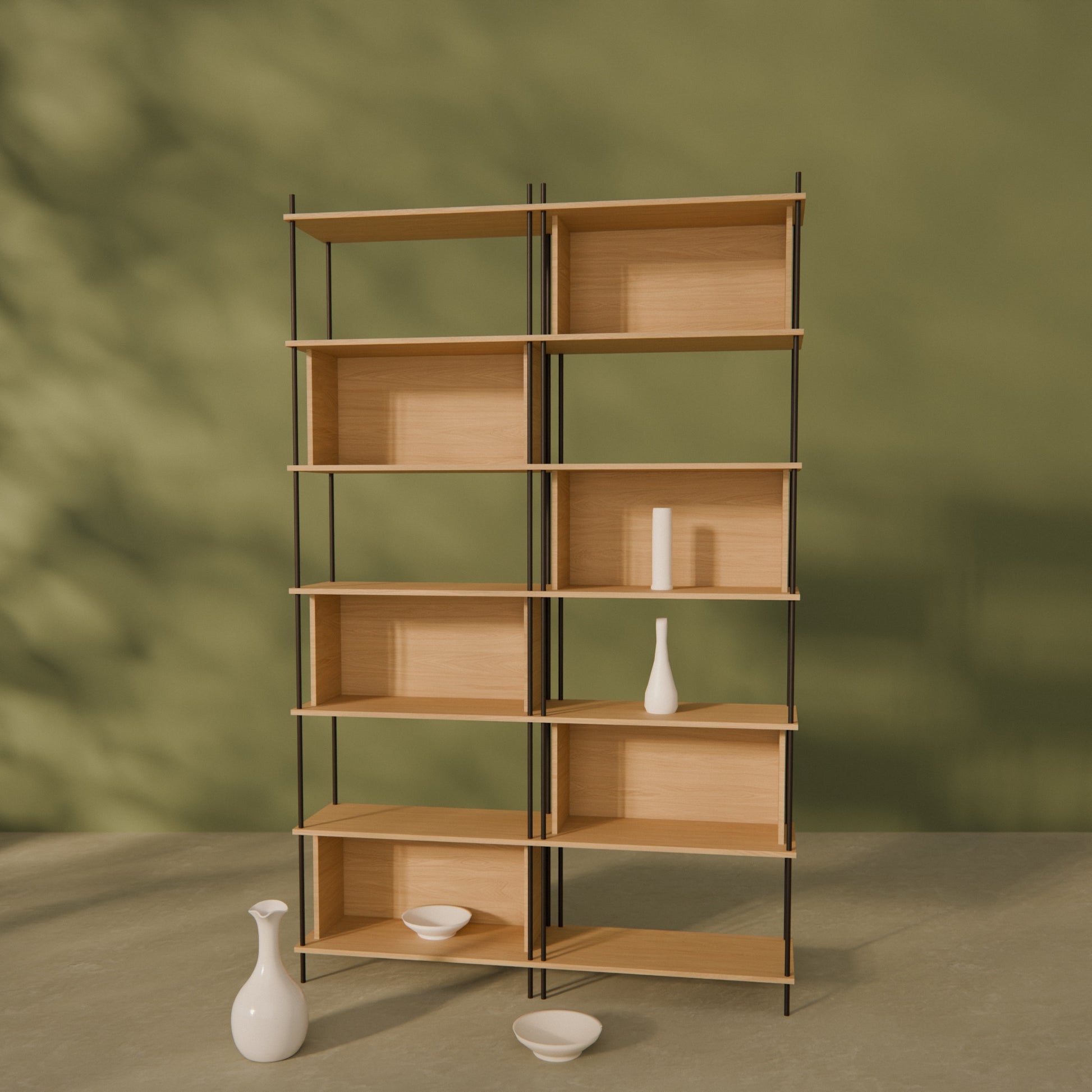large-oak-bookshelf-150x237cm-chess-design -- Raumansicht