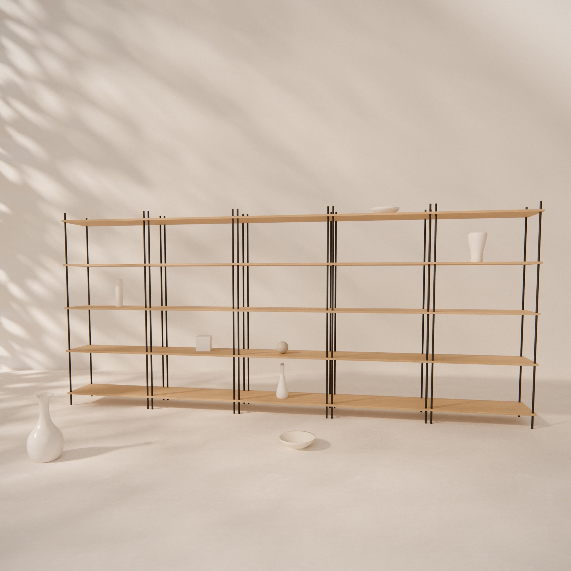 oak-bookshelf-375x164cm -- Raumansicht