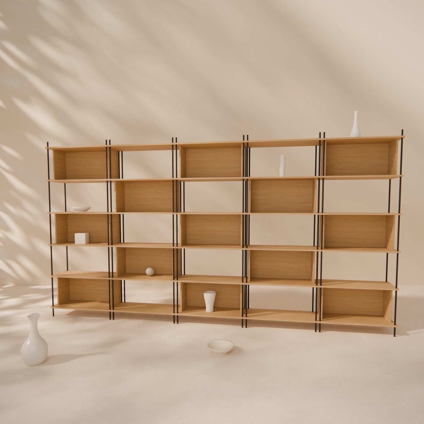oak-bookshelf-375x201cm-chess-design -- Raumansicht
