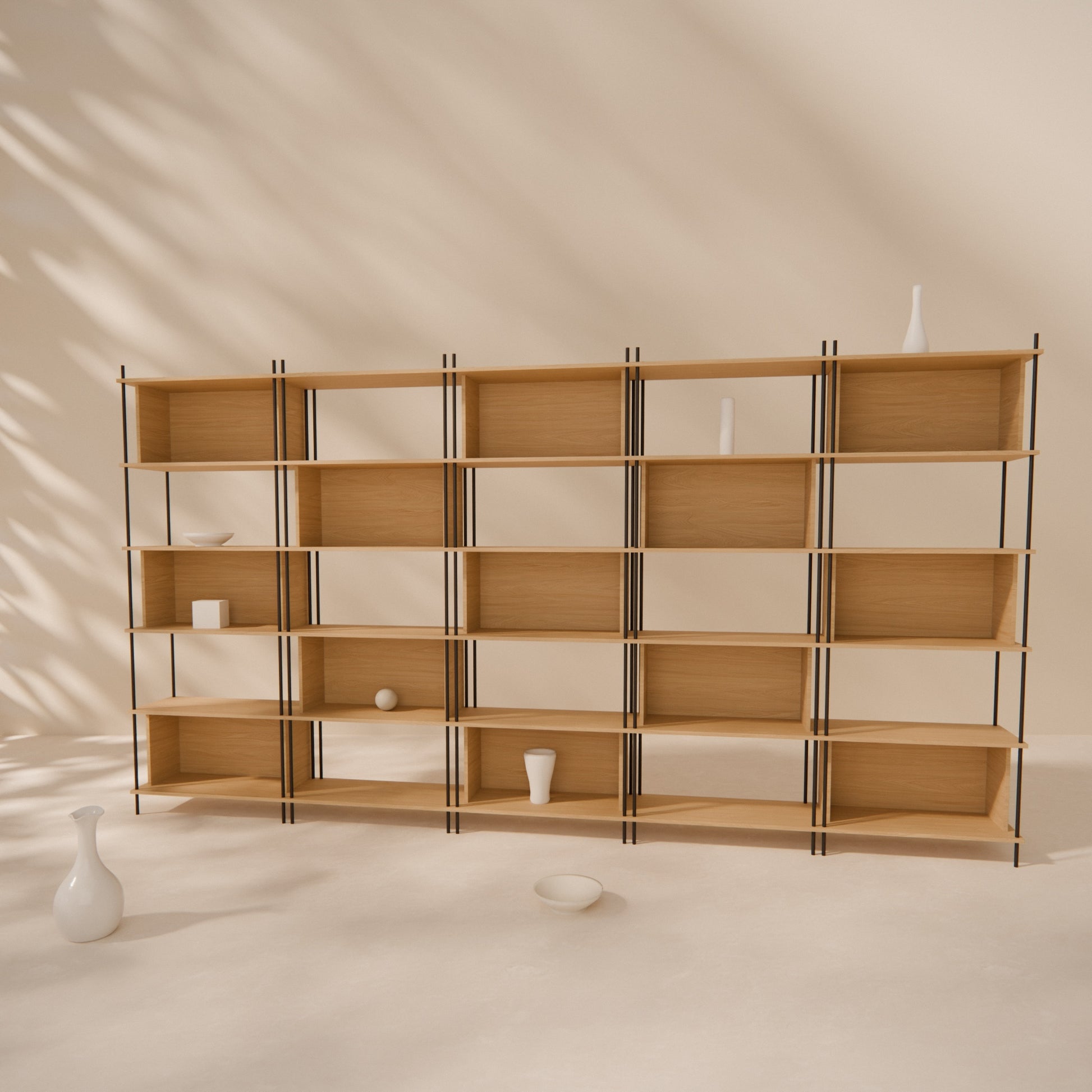 oak-bookshelf-375x201cm-chess-design -- Raumansicht