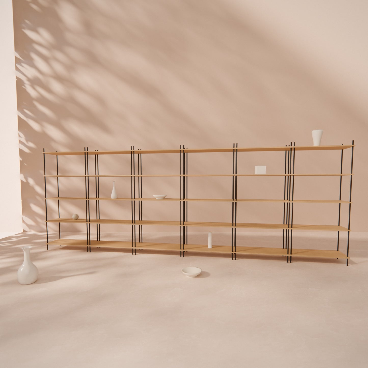 oak-bookshelf-450x164cm -- Raumansicht