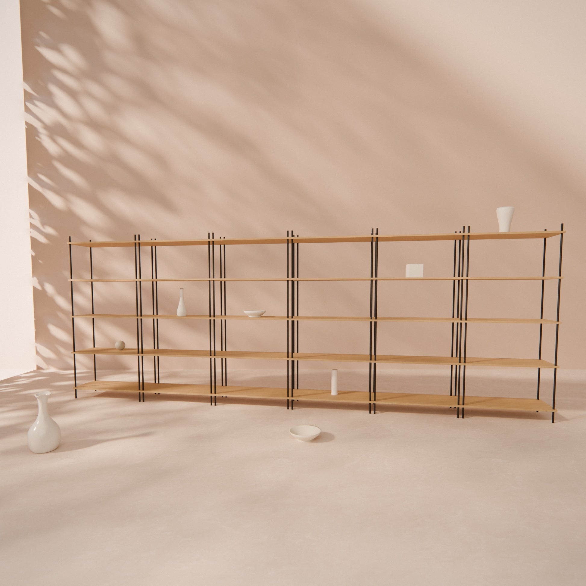 oak-bookshelf-450x164cm -- Raumansicht