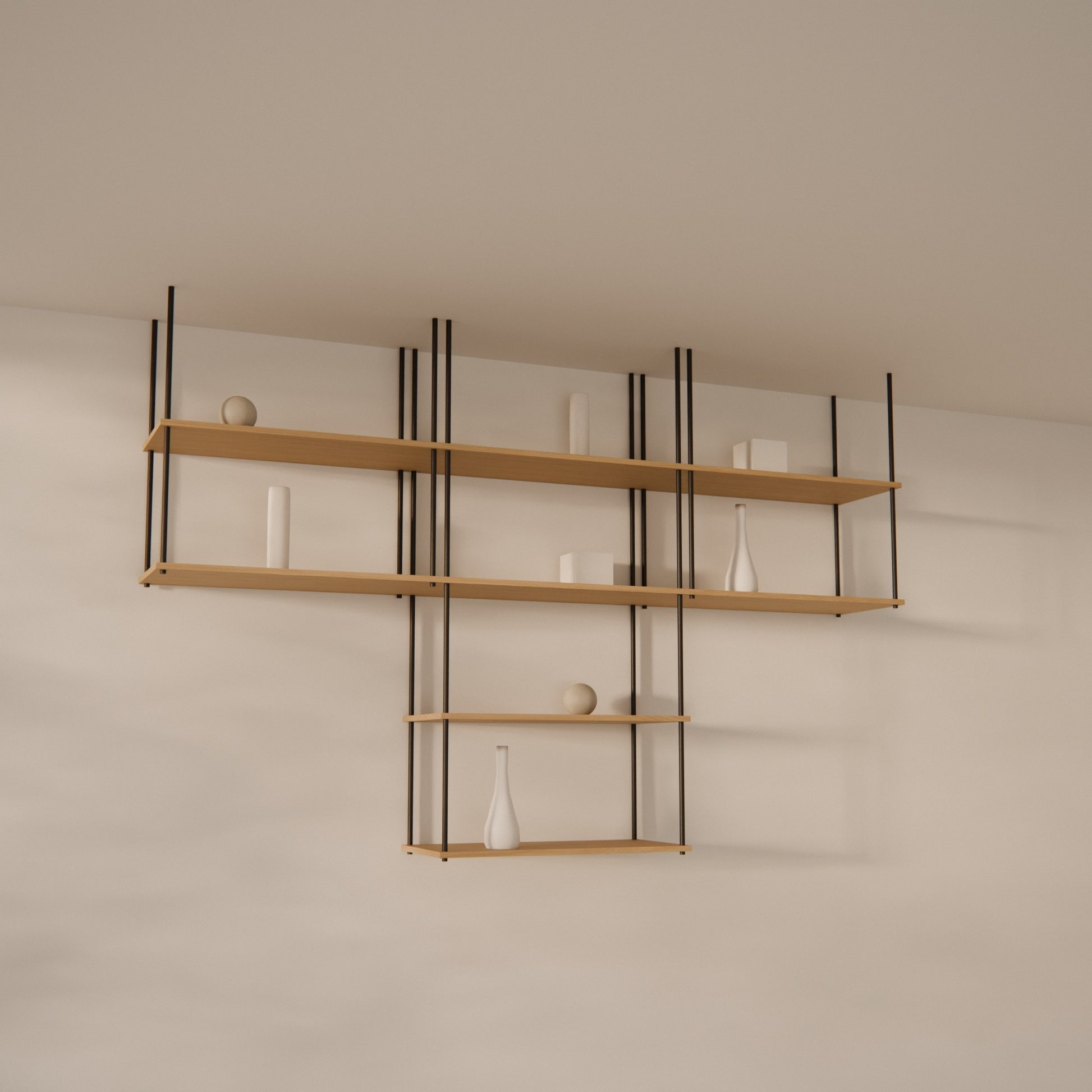 oak-ceiling-shelf-225x147cm-with-center-drop -- Raumansicht