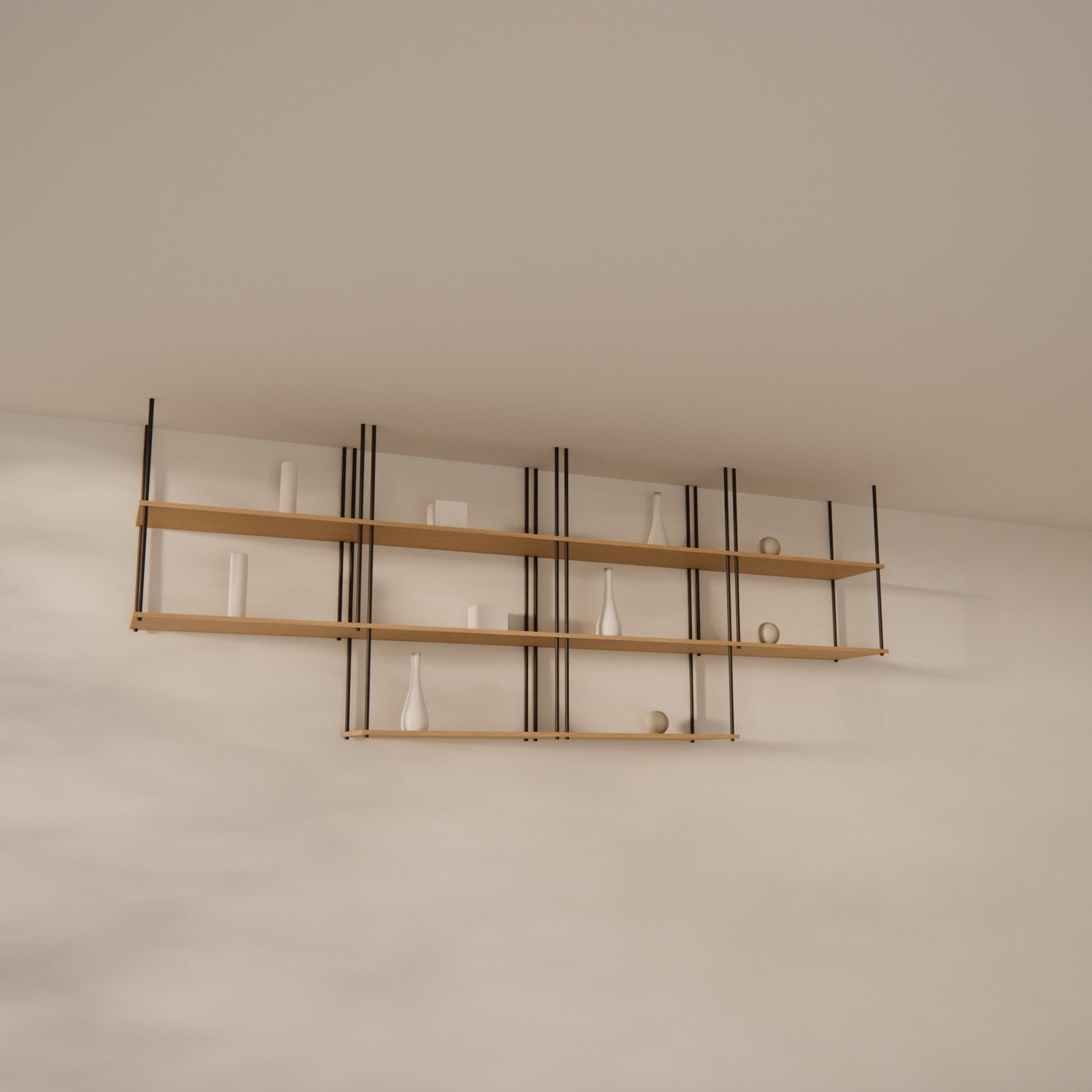 oak-ceiling-shelf-300x111cm-mixed-drops -- Raumansicht