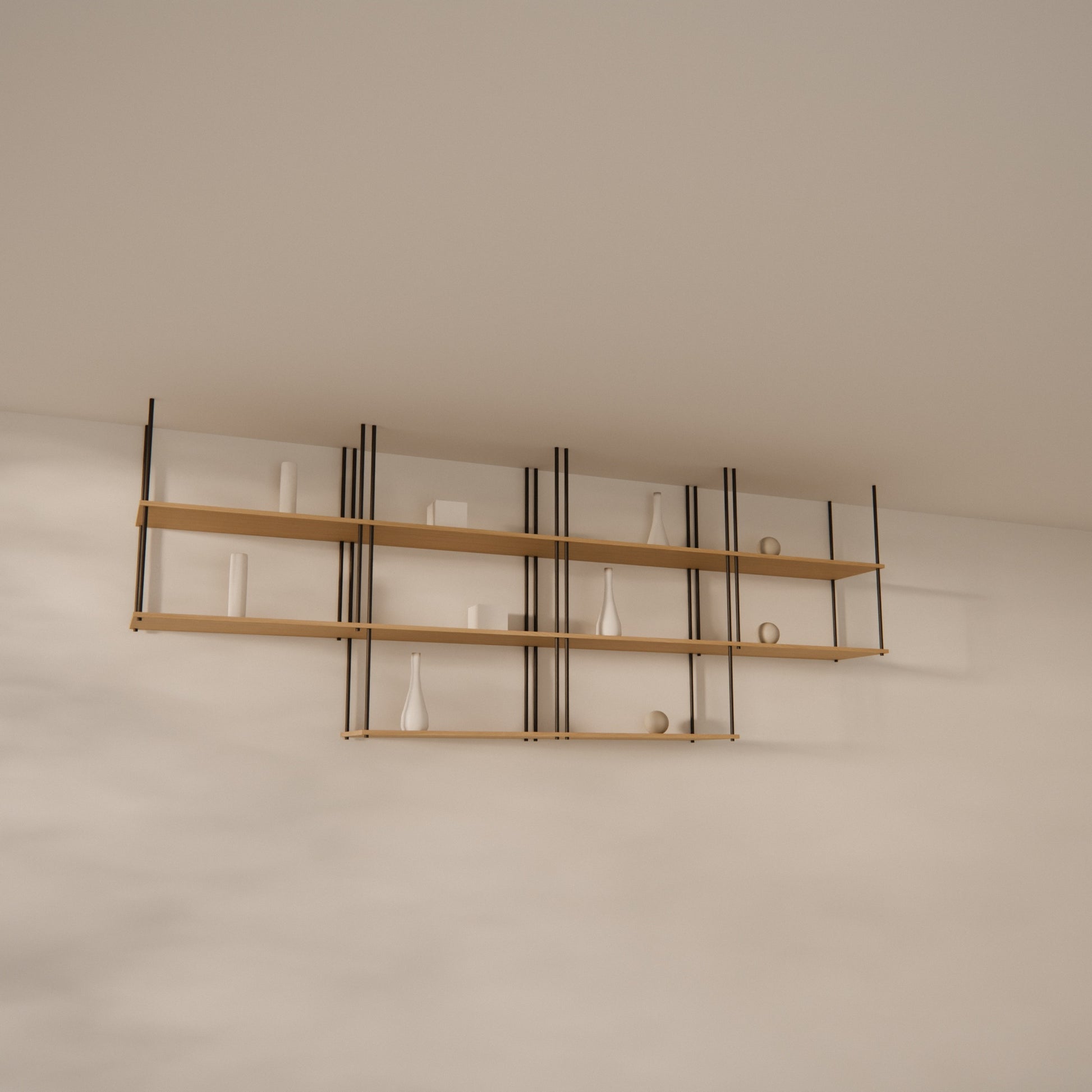 oak-ceiling-shelf-300x111cm-mixed-drops -- Raumansicht