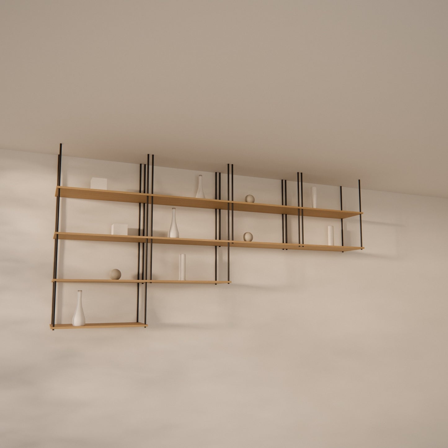 oak-ceiling-shelf-300x147cm-staggered-left -- Raumansicht