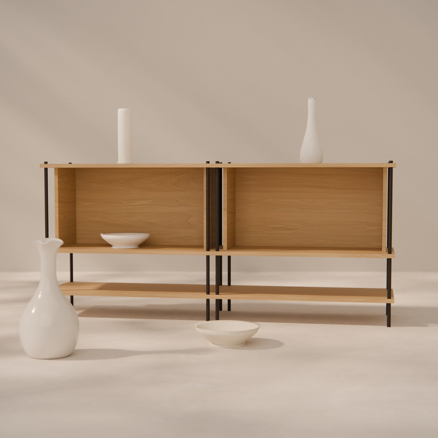 oak-lowboard-150cm-two-closed-boxes -- Raumansicht