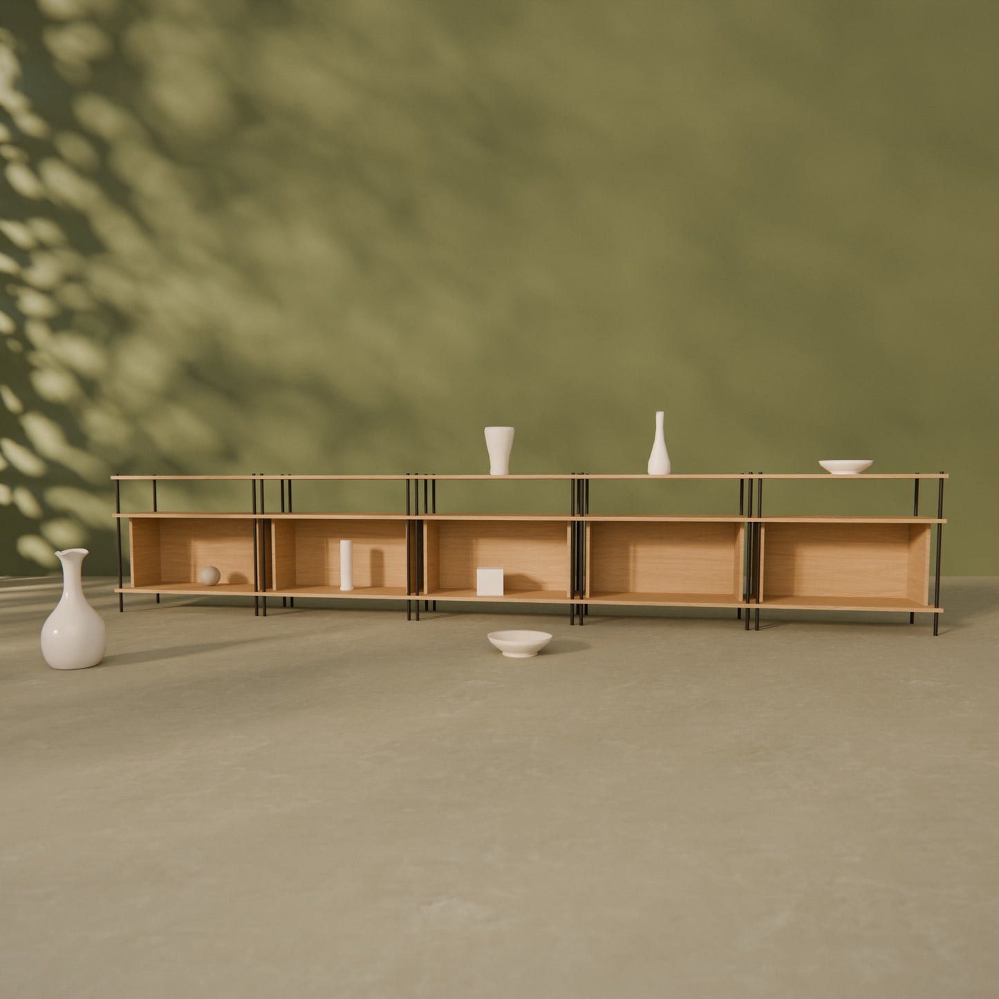 oak-lowboard-375cm-five-closed-boxes -- Raumansicht