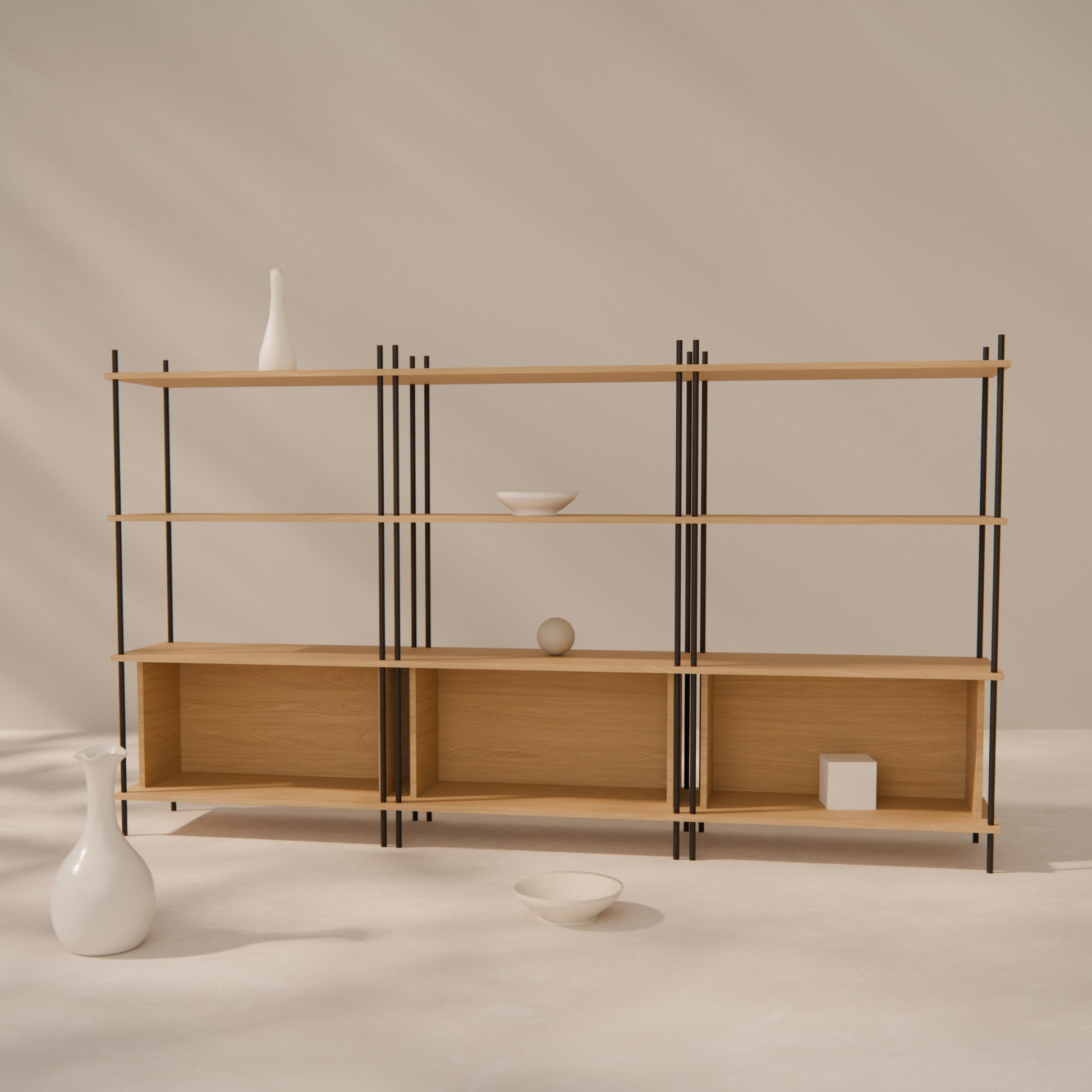 oak-sideboard-225x127cm-three-closed-boxes -- Raumansicht