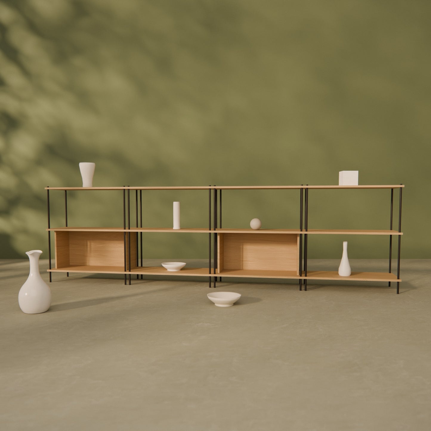 oak-sideboard-300cm-alternating-boxes -- Raumansicht