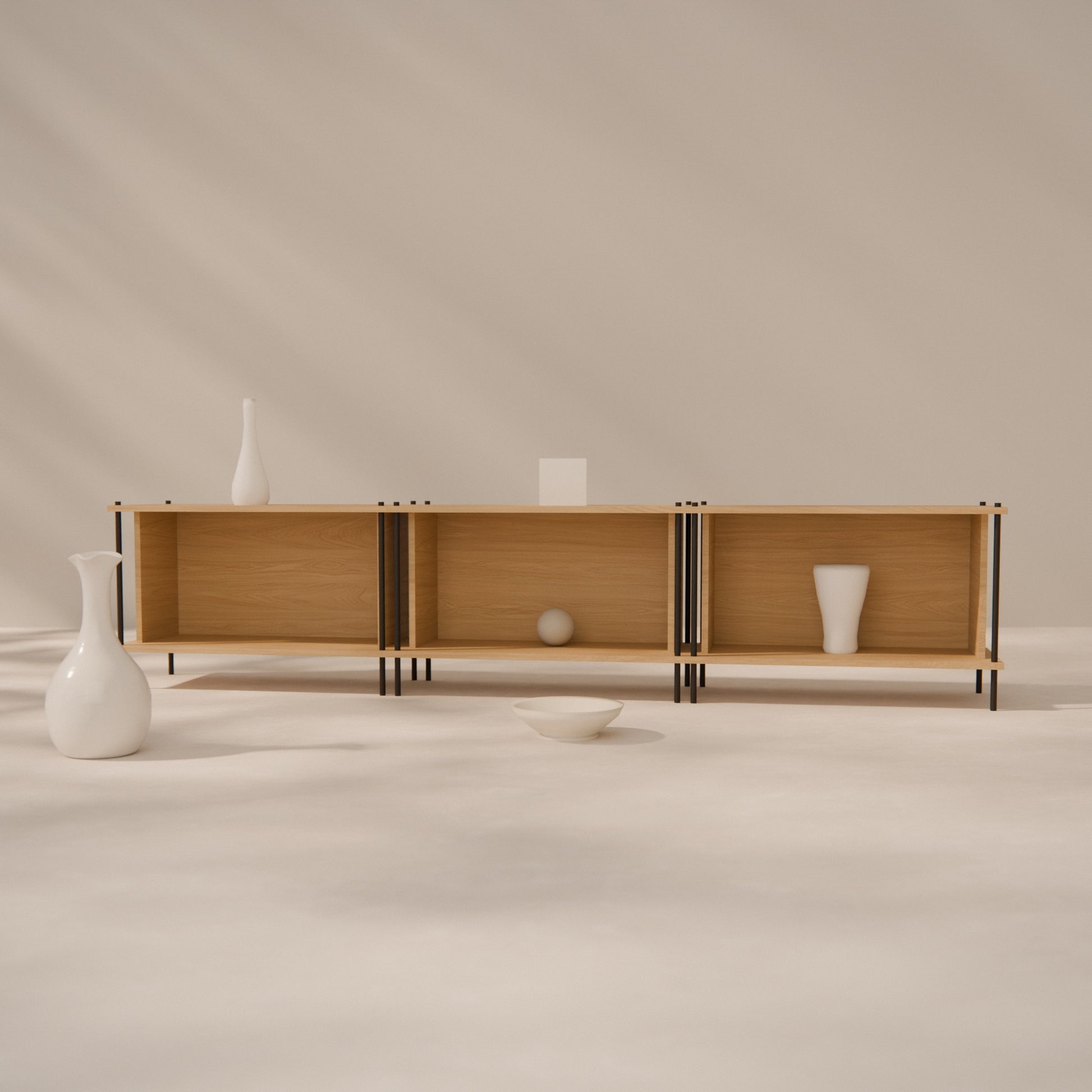 oak-tv-unit-225cm-three-closed-boxes -- Raumansicht