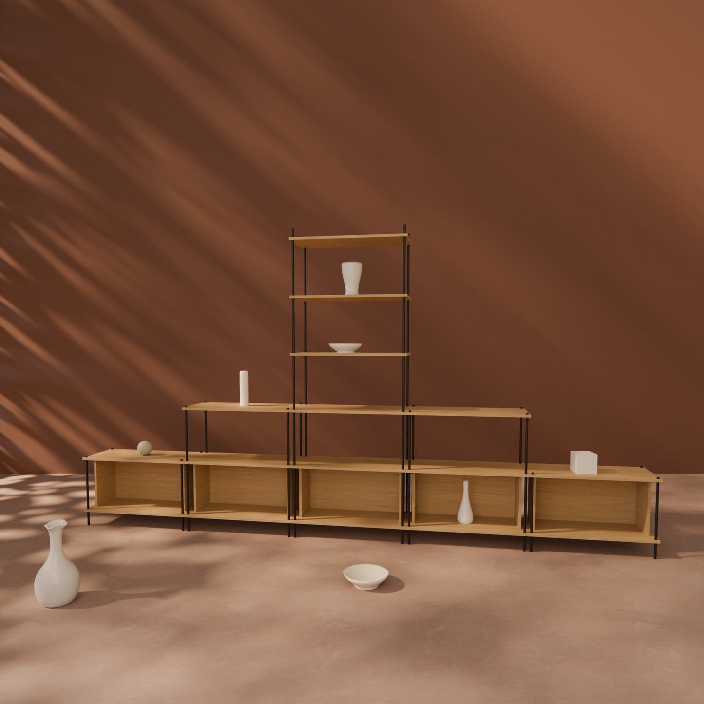 oak-wall-unit-375x201cm-with-center-tower-1 -- Raumansicht