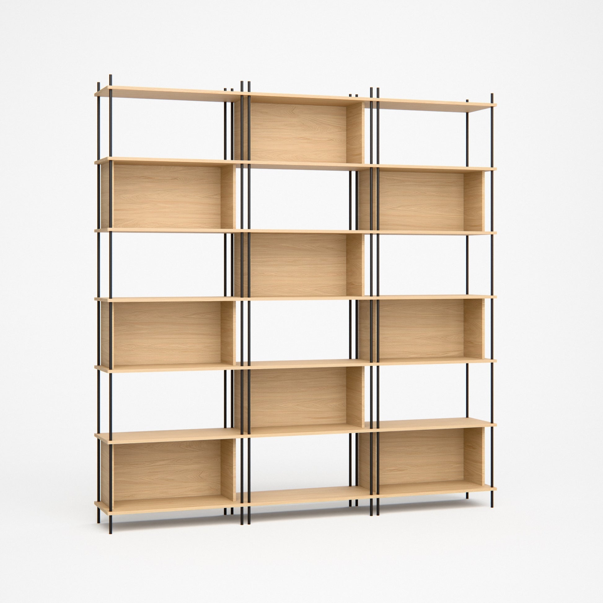 large-oak-bookshelf-225x237cm-chess-design -- Studioansicht