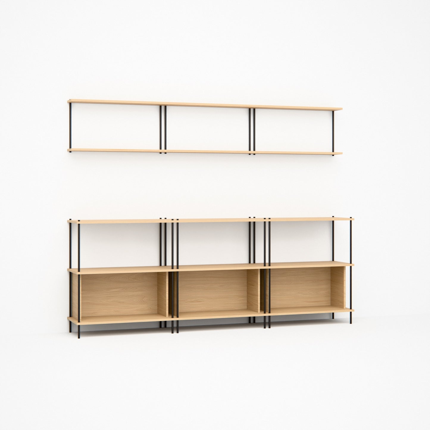 oak-buffet-combo-225cm-sideboard-wall-shelf -- Studioansicht
