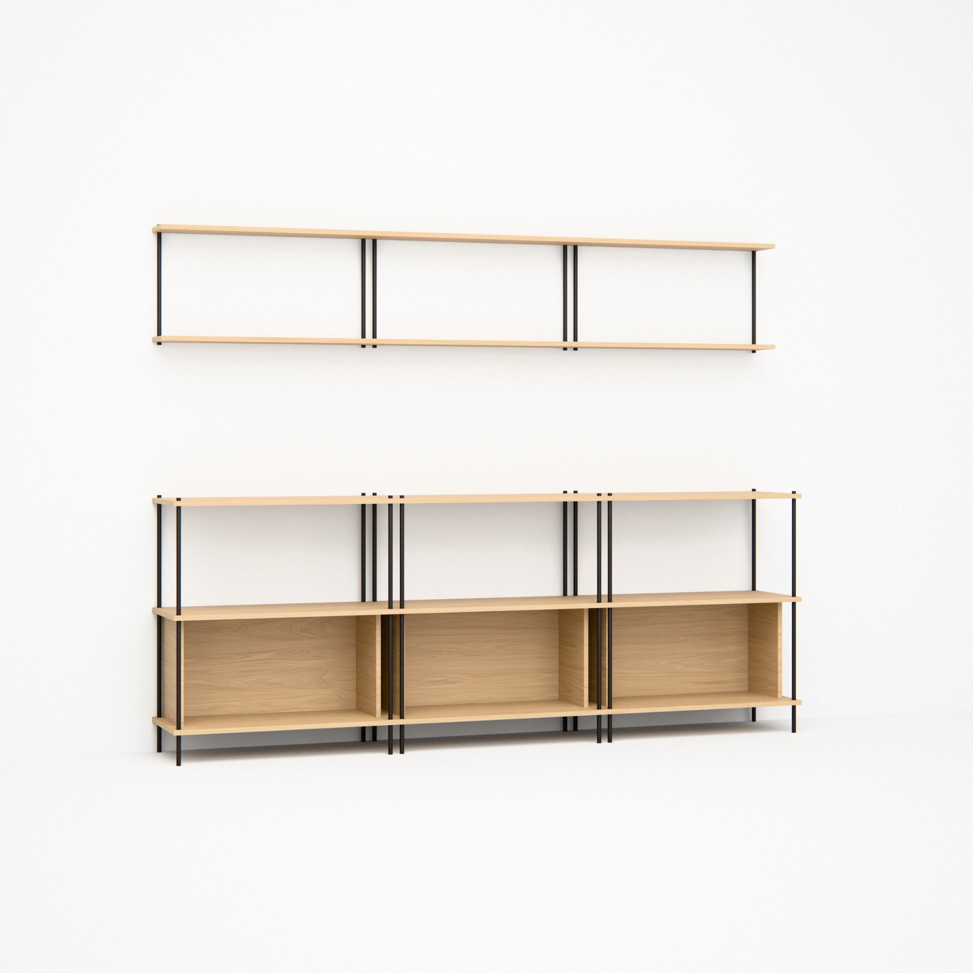 oak-buffet-combo-225cm-sideboard-wall-shelf -- Studioansicht