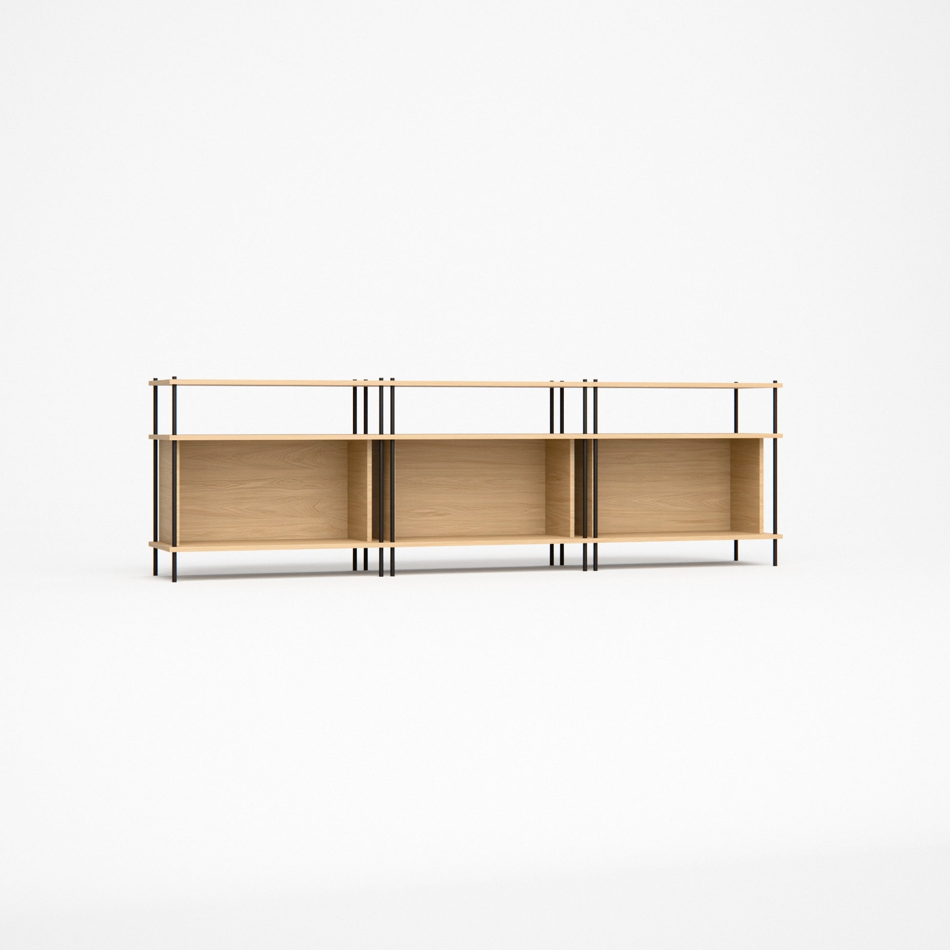 oak-lowboard-225cm-three-closed-boxes -- Studioansicht