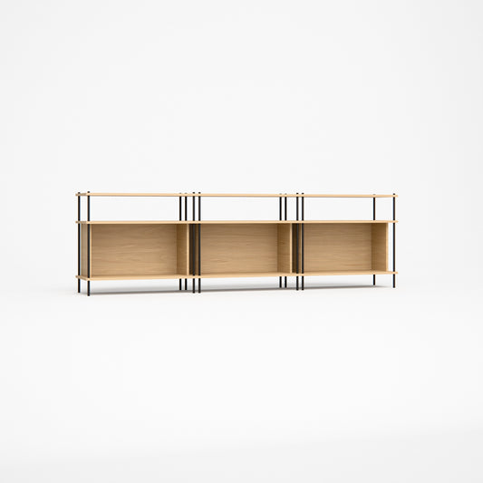 oak-lowboard-225cm-three-closed-boxes -- Studioansicht