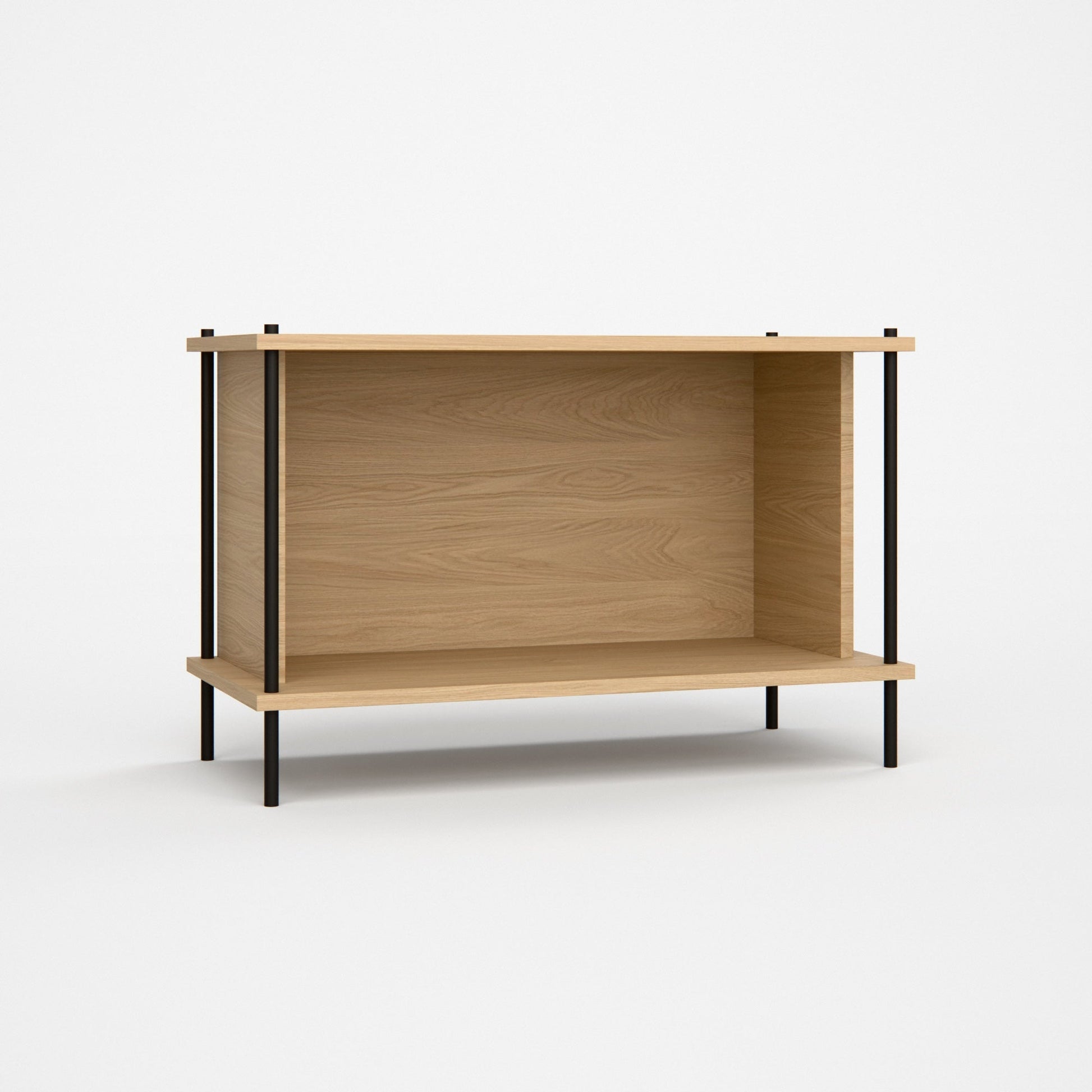Oak Shoe Bench 41 cm — studio render — KUUDU Modular Shelving System